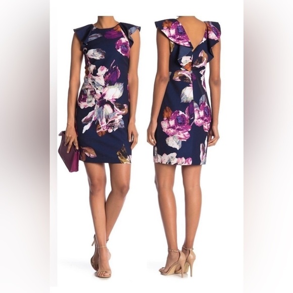 Trina Turk | NWT Floral Ruffle Cap Sleeve NWT Lined Dress S - Picture 1 of 11